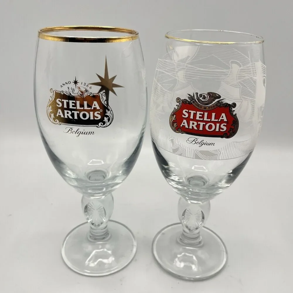 STELLA ARTOIS Belgium 33cl Glass Stem Barware - Set Of 2